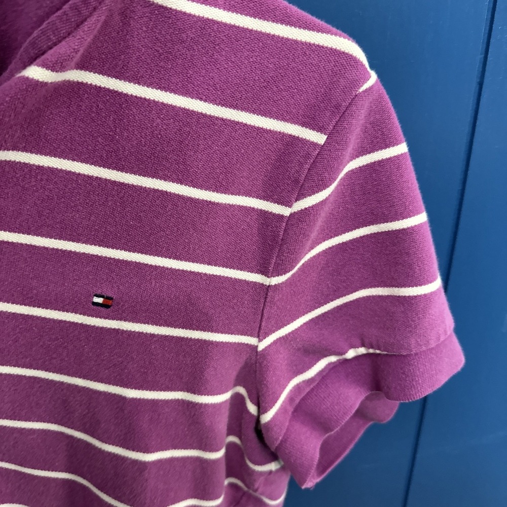 Tommy Hilfiger Women's Purple Striped Polo L - Picture 4 of 8